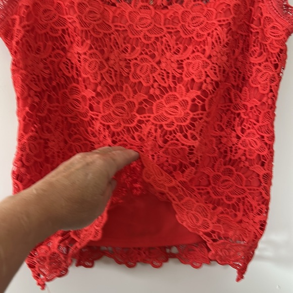 Nanette Lepore lined lacy crochet top open lace on chest zip in back size S - Picture 4 of 6